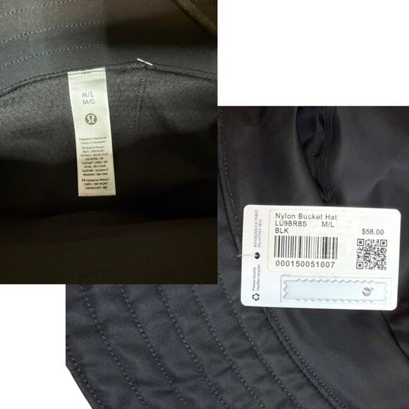 Lululemon Nylon Bucket Hat Black M/L Adjustable Chin Strap Water-Resistant NWT - Picture 5 of 5